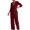 wei163-Wine, variant on IWRICH Linen Sets for Women 2 Piece V-Neck 3/4 Sleeve Button down Top Wide Leg Pants Casual Summer Outfits Travel Yellow XL