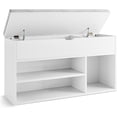 thumbnail image 1 of Ourlova Shoe Storage Bench with Cushion, Entryway Bench with Lift-Top Storage Box and 2 Tiers Open Shoe Rack, Wooden Shoe Bench for Entryway, Bedroom, 1 of 7
