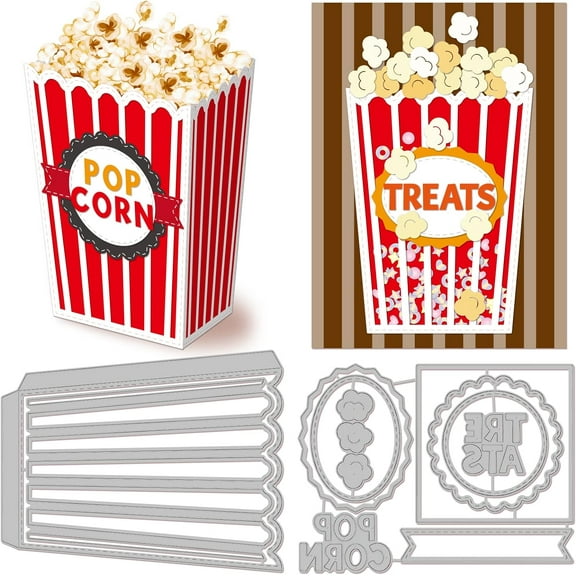 1pc 2pcs 3D Popcorn Case Pattern Carbon Steel Cutting Stencils 2 styles Metal Cutting Dies for DIY Scrapbooking Photo Album Decorative Embossing Paper Card