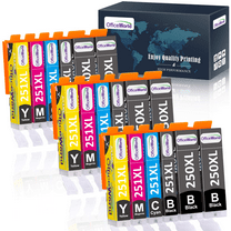 OfficeWorld 250 251XL Ink Cartridge Replacement for Canon PGI-250XL PGI250 XL CLI-251XL CLI251 XL Compatible with Pixma IP8720 MG7520 MG7120 MG6320 , Black Cyan Magenta Yellow, 18PCS