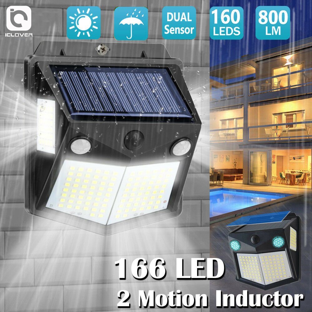 160 LED Solar Motion Sensor Light Outdoor PIR Motion Sensor,iClover