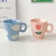 thumbnail image 3 of Tazas de cerámica hechas a mano YONGSHENG taza de café Irregular pintada a mano azul 9 x 10 cm, 3 of 5