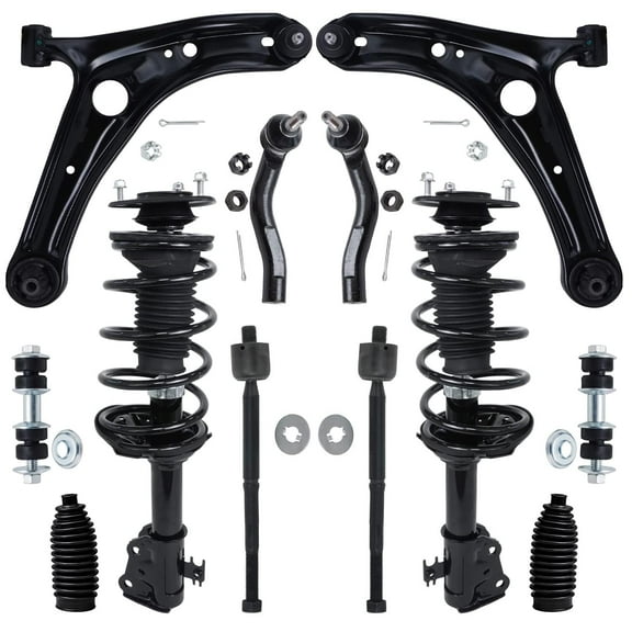 Detroit Axle - 12PC Front Struts & Coil Springs Lower Control Arms Sway Bars Inner Outer Tie Rods w/Rack Boots for 2000-2005 Toyota Echo