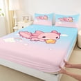 thumbnail image 4 of Erosebridal Cartoon Cute Axolotl Queen Sheet Sets,Kawaii Stars Print Bed Set For Teens 4-Piece, 4 of 6