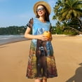 thumbnail image 4 of Disketp Snowy Mountain Photography Bear para Vestido de Manga Corta para Mujeres, Vestidos de Verano para Mujeres, Casual y Holgado para la Playa, 4 of 6