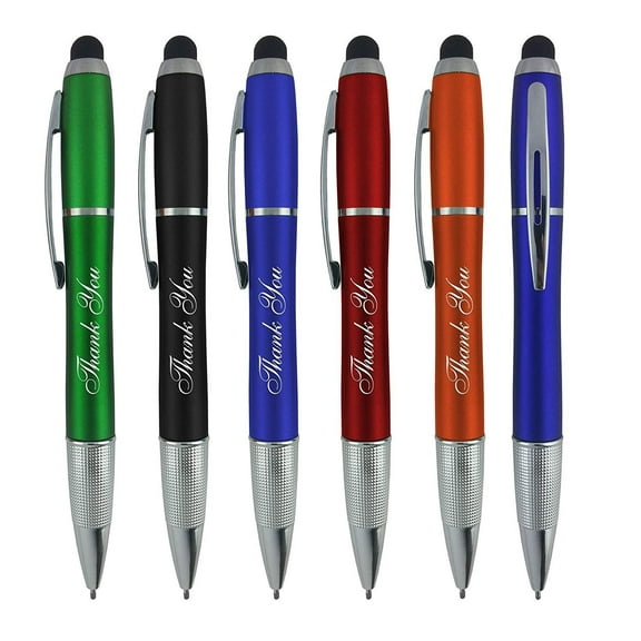 Thank You Gift Pen for Your Boss Coworker Wife Husband Dad Mom Doctor, 3 in1 Stylus Metal Ballpoint Pen LED Logo Flashlight-Compatible with Most Phones and Touch Screen Devices, Multicolor 5 Pack