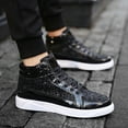 thumbnail image 4 of Mens Glitter Sparkly Shoes Sequin Boots High Shiny Top Sneakers (Black 11), 4 of 8