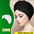 thumbnail image 3 of Moda turbante sólido cómodo una sola capa transpirable cabeza bufanda envuelve sombreros de capó de pelo para mujeres blancas Yuarrent AP008796-02B, 3 of 6