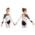 thumbnail image 2 of iiniim Marble Print Gymnastics Leotard for Girls Sparkle Dance Bodysuit Dancewear 6-16 A White 12, 2 of 7