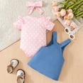 thumbnail image 4 of Sopiago Baby Girl Clothes Suspender Skirt Ruffled Romper + Elephant Jeans Dress + Headband Toddler Girl Summer Outfits N (Pink,0-3 Months), 4 of 6
