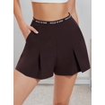 thumbnail image 5 of Womens Letter Printed Waist Pleated Athletic Shorts Distilled Coffee XXL, 5 of 9