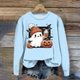 thumbnail image 2 of yueewhu Halloween Sweatshirt for Women Cute Spooky Season Sweatshirts Graphic Pumpkin Ghost Sweater Plus Size Outfit (Light Blue, 4XL), 2 of 4