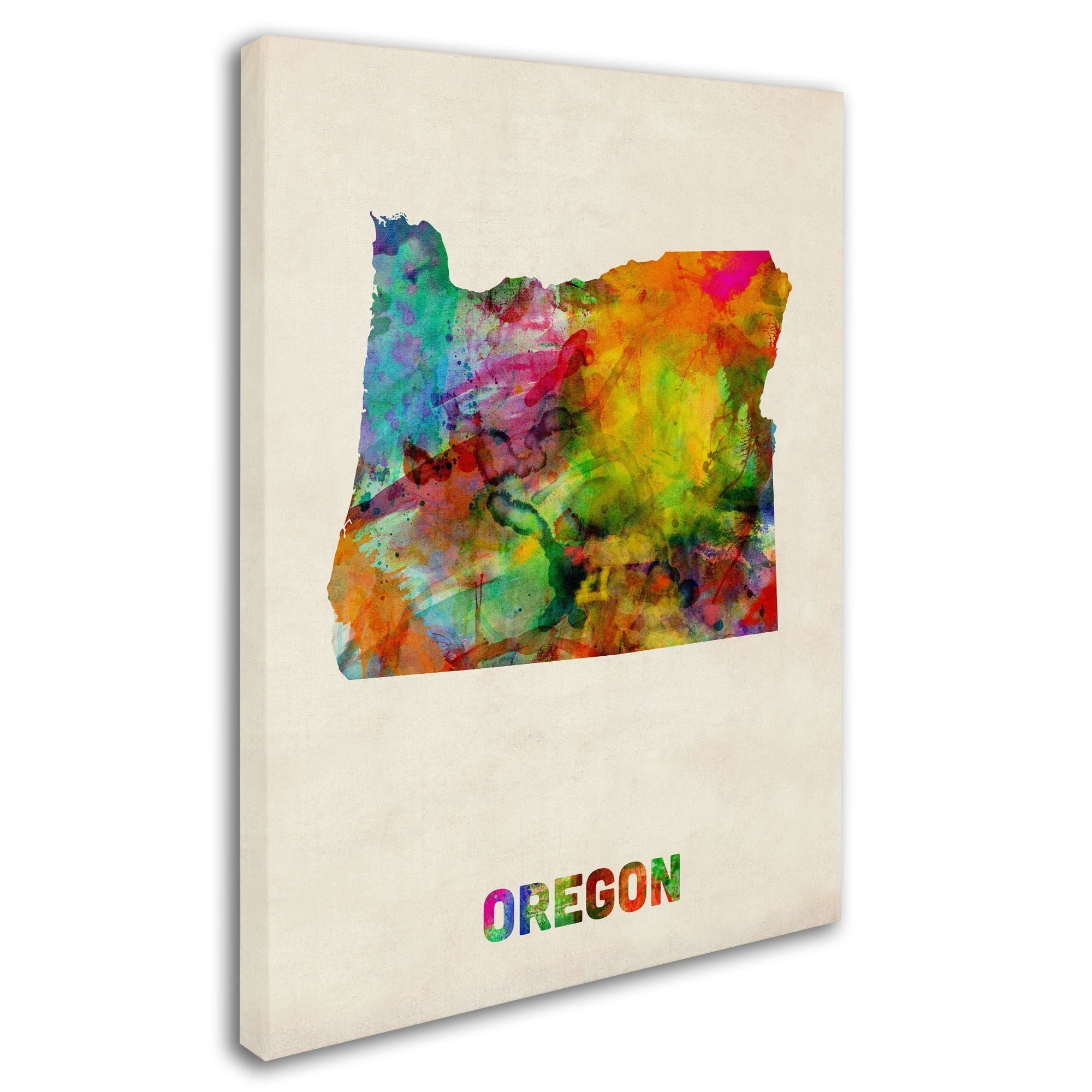 Trademark Fine Art "Oregon Map" Canvas Wall Art by Michael Tompsett