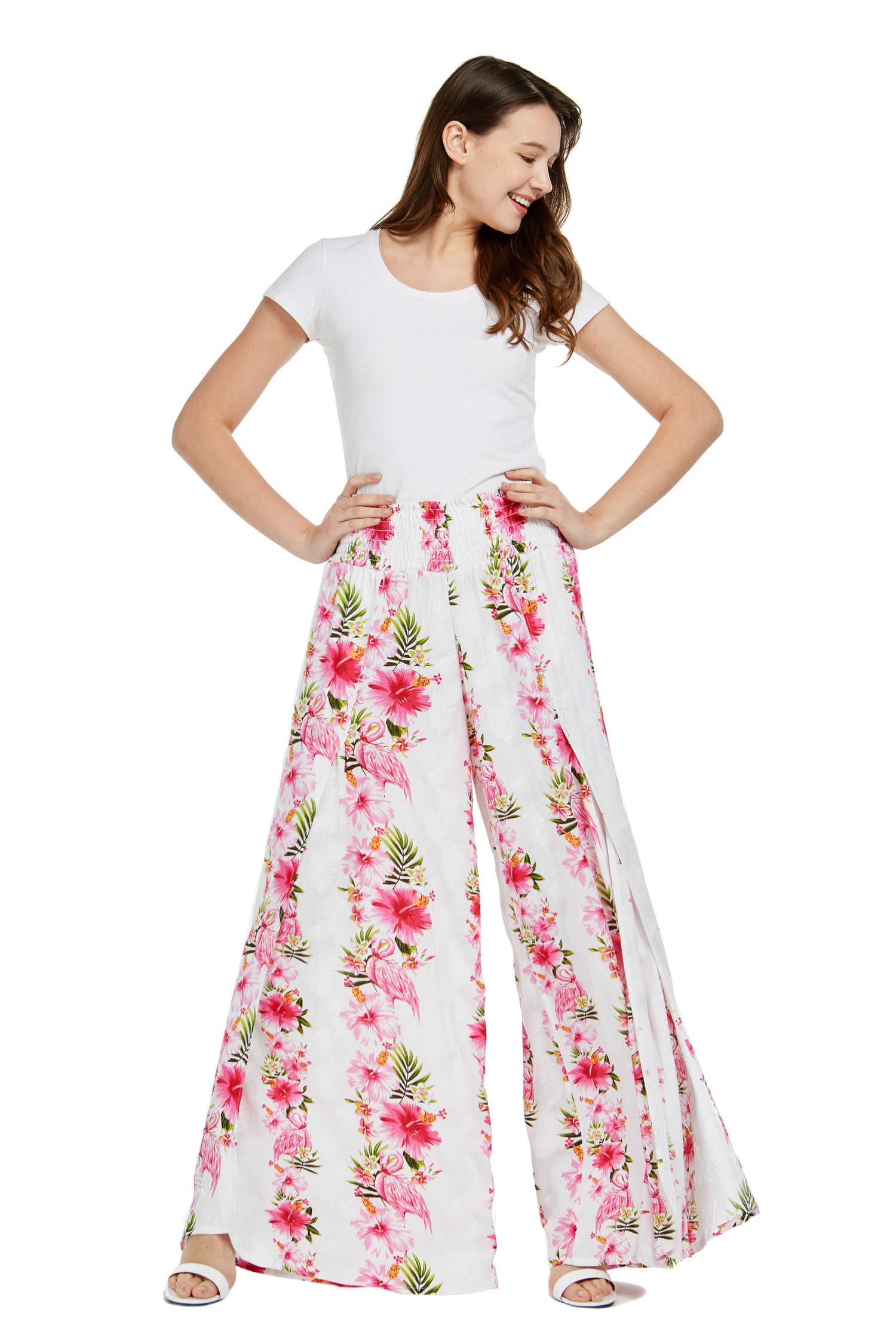 Lady High Slit Wide Leg Pants in 