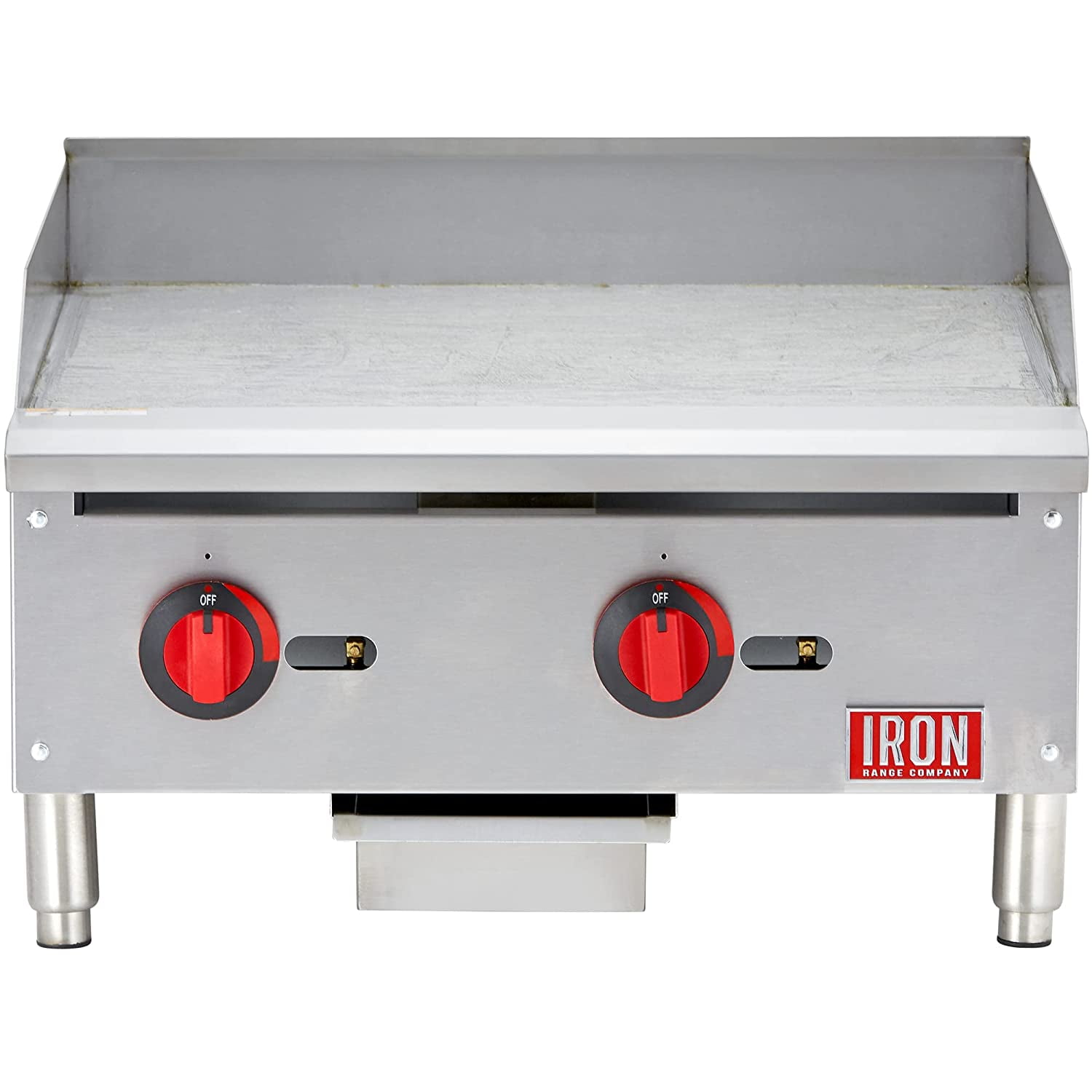 Iron Range IRMG-24 24" x 21" Countertop Commercial Gas Commercial Griddle With Manual Control And Two Burners, 60,000 BTU, ETL Listed