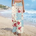 thumbnail image 5 of BiZtdJrK High Waisted Wide Leg Pants for Women Boho Printed Drawstring Loose Casual Pants Flowy Beach Vacation Pants with Pockets Pink S, 5 of 10