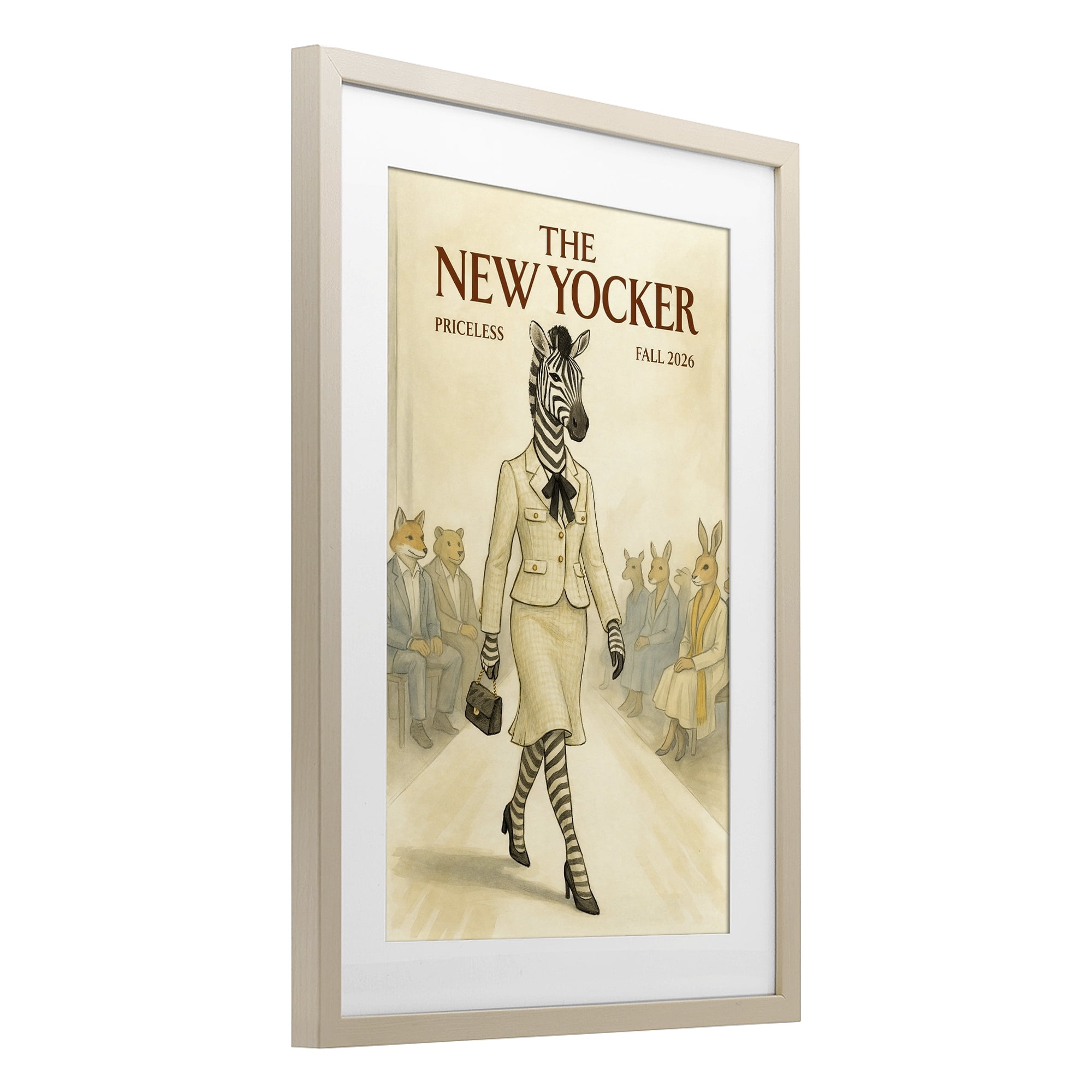 Stupell Industries New Yocker Zebra Model Birch Framed Print Under Glass, design by Grotto Studios