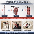 thumbnail image 5 of SupreGear Folding Walking Cane with T-Handle, Lightweight Adjustable Mobility Stick, 5 Height Settings,Red Floral, 5 of 8