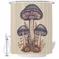 thumbnail image 2 of Mushroom Waterproof Fabric Shower Curtain, Blue Brown Botanical Summer Waterproof Fabric Shower Curtain for Bathroom Curtains Bathtubs Hotel Washable Shower Curtains with 12 Hooks Extra Long 72x96, 2 of 8