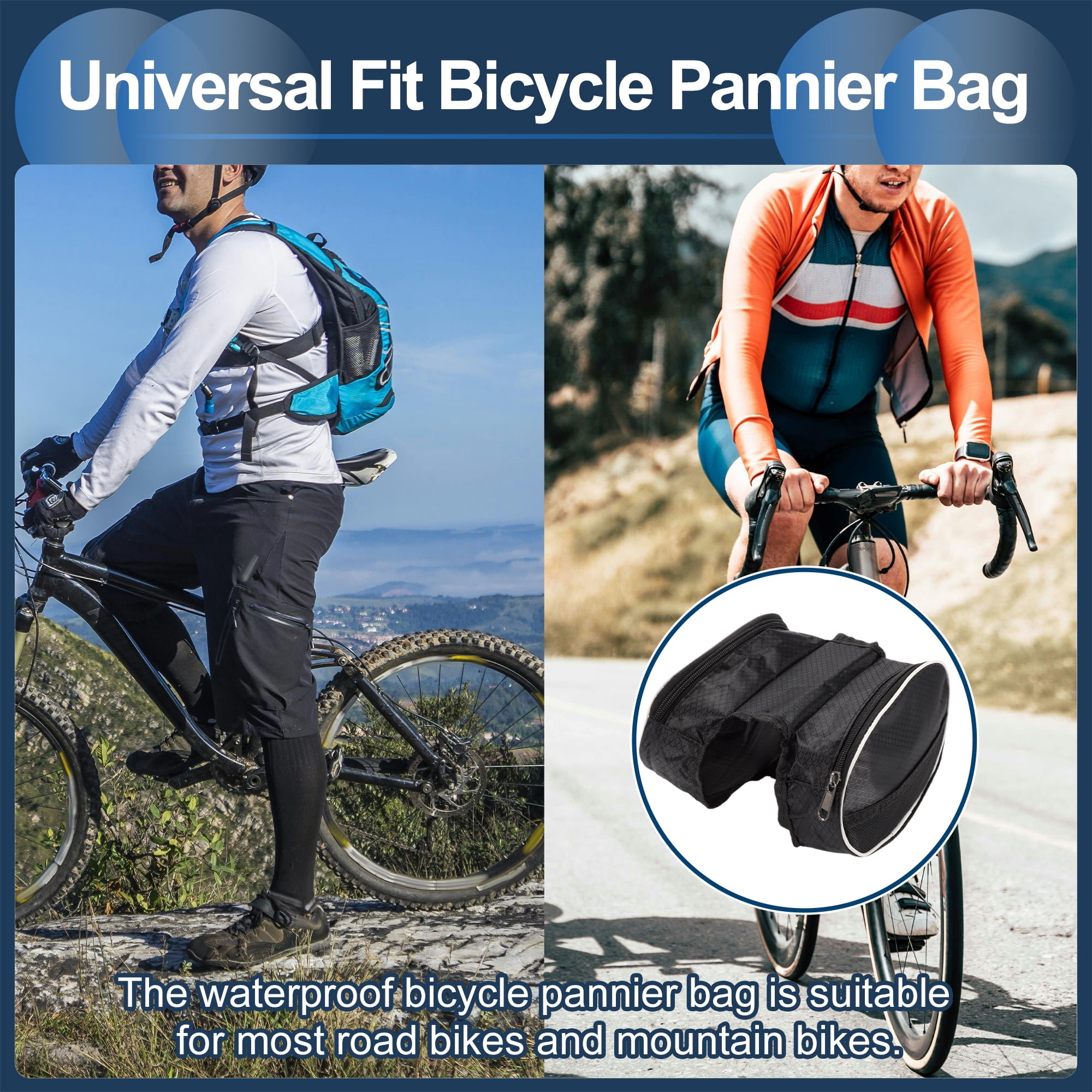 Unique Bargains Bike Frame Waterproof Pannier Bag for Road Mountain Bikes Black