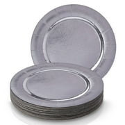 Disposable Round Charger Plates - 20 Pieces (Metallic/Silver)