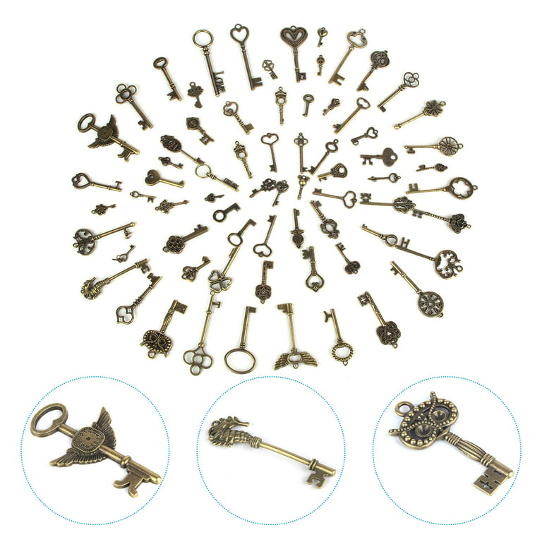 30PCS Assorted Antique Skeleton Keys, Vintage Steampunk Keys, Classic  Collection (Copper)