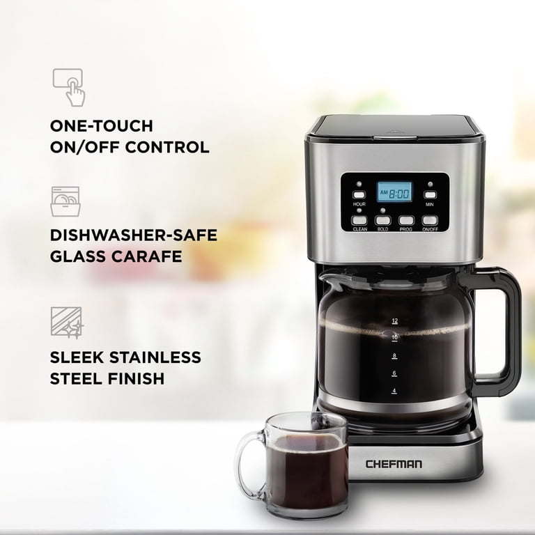 Chefman 12-Cup Programmable Digital Coffee Maker, Stainless Steel photo 3