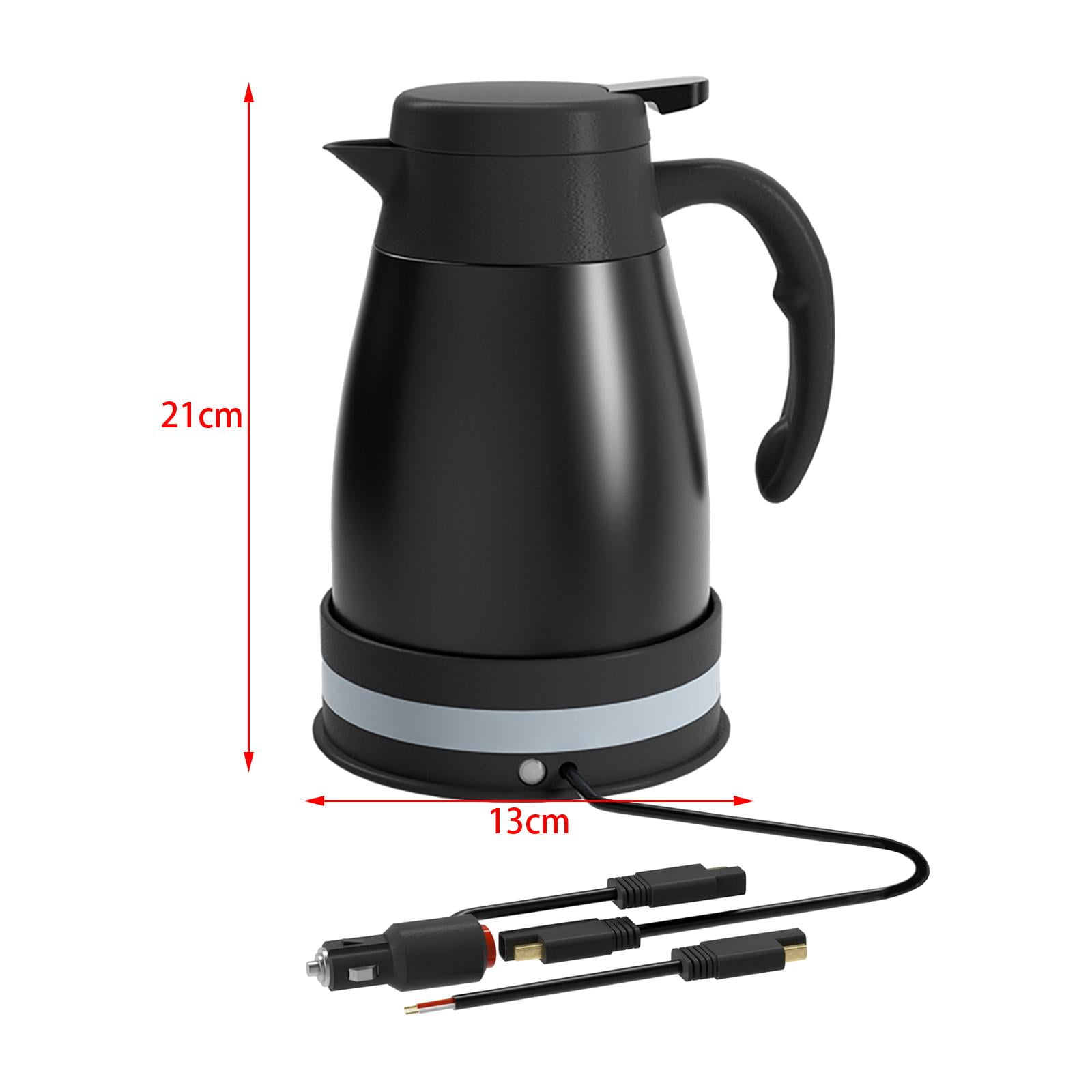 Fiocias Car Electric Kettle 24V with Cigarette Lighter Automotive Accessories Boil Water Black
