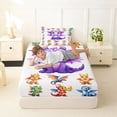 thumbnail image 4 of Feelyou Cute Kawaii Flying Dragon Twin Sheet Sets for Kids Boys Girls, Cartoon Wildlife Bedding, White Purple, 3 Pieces, 4 of 5