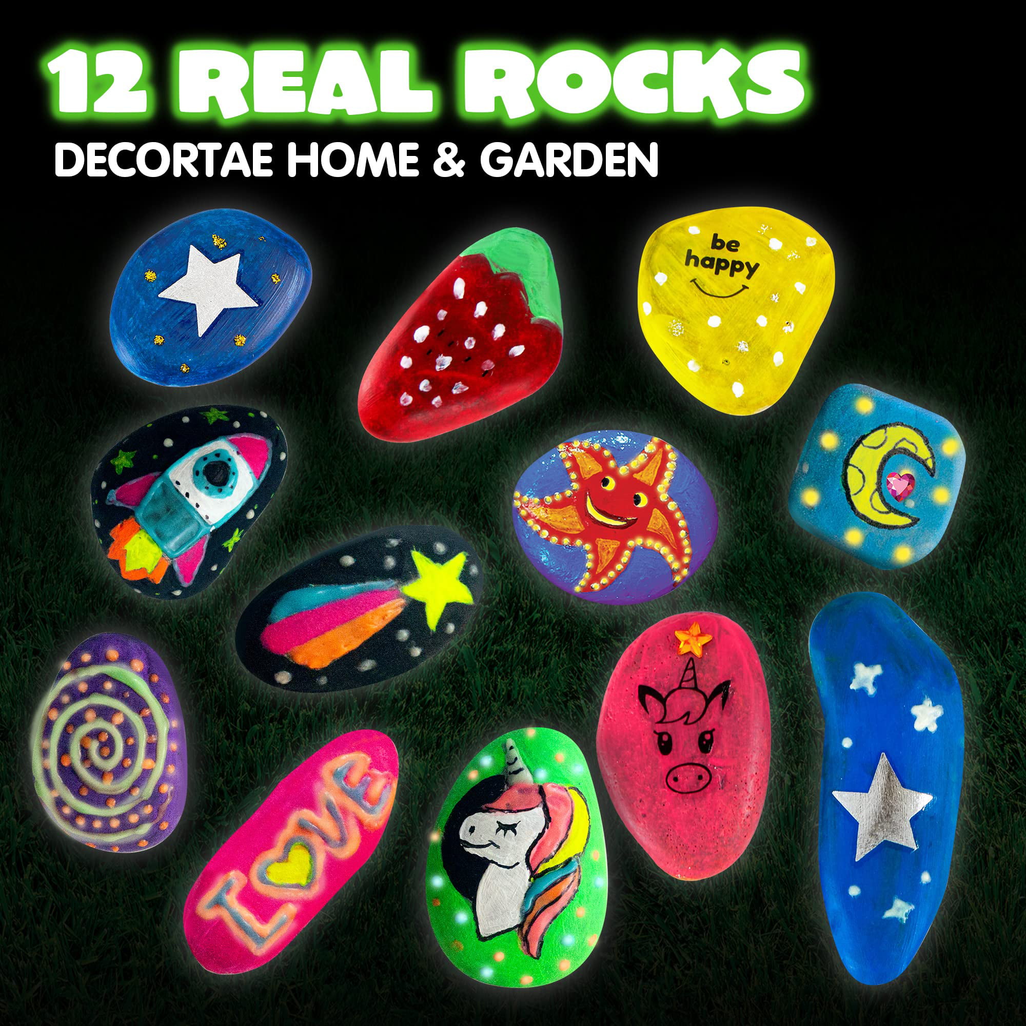 Kids Rock Painting Kit - Glow in The Dark - Arts & Crafts Gifts for Boys  and Girls Ages 4-12 - Craft Activities Kits - Creative Art Toys for 4, 5,  6