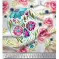 thumbnail image 1 of Soimoi Polyester Crepe Fabric Skull,Rose & Anemone Flower Print Fabric by The Yard 42 Inch Wide, 1 of 1