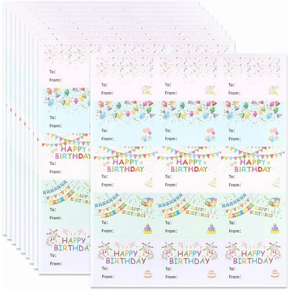 10 Sheets 150Pcs Happy Birthday Present Stickers to from Gift Tag Stickers Rectangle 1.97 x 1.38 Inch Name Colorful Self Adhesive Roll Paper Labels for Party Favors Presents Gifts DIY Decor
