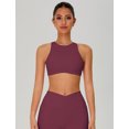 thumbnail image 3 of IDOPIP Womens High Neck Sports Bra Removable Pads Cut Out Back Sleeveless Medium-impact for Workout Gym Yoga Pilates Athletic XS Plum, 3 of 6
