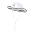 thumbnail image 1 of Sombrero de vaquero occidental, sombrero de fiesta, gorra de ala ancha, accesorio de novia, sombrero de copa de jazz, vaquera blanco, 1 of 9