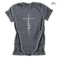 thumbnail image 4 of facefd T-Shirt Femme Col Rond Manches Courtes Blouse Femme T-Shirt Manches Courtes Décontracté Lettre Tee Top, Gris, TTG, 4 of 5