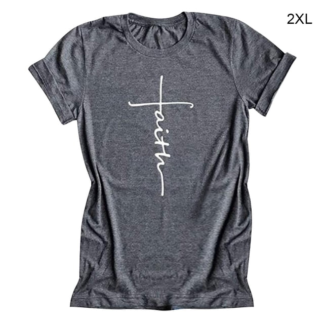 braveheart Femmes T-Shirt Col Rond Courte Fille Col Rond T-Shirt Manches Blouse Casual Lettre Tee Top, Gris, XXL
