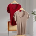 thumbnail image 6 of Shadowsong Women's Tencel U-Neck T-Shirts, Brown, Size M, 6 of 16