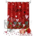 thumbnail image 2 of Valentines Day Red Shower Curtains for Bathroom Heart Floral Fabric Shower Curtain with Hooks, Love Flower Field Shower Curtain Set, Bathroom Curtains Decoration, Waterproof Polyester, 36"x72" Long, 2 of 6
