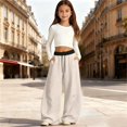 thumbnail image 2 of CPNG Girls and Boys Sweatpants Color Blocking Elastic High Waist Wide Leg Sweat Pants Soft Daily Wear Casual Baggy Running Fitness Long Pants, 2 of 4