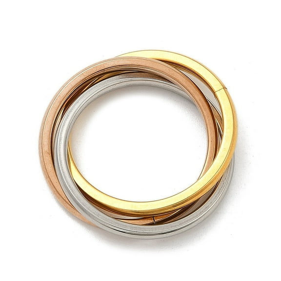 201 Stainless Steel Trinity Interlocking Ring Finger Rings Multi-color Size 7(17.3mm)