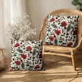 thumbnail image 4 of Christmas Poinsettia Pillow Covers 20x20 Inch Set of 2 Holly Berry Pine Cones Xmas Decorative Throw Pillows Vintage Red Green Floral Winter Holiday Pillow Cases for Home Couch Sofa, 4 of 6