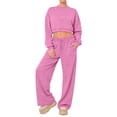 thumbnail image 5 of HKYNLAG Wide Leg Sweatpants Womens Low Rise Baggy Lounge Joggers Drawstring Cotton Sweat Pants with Pockets Pink L, 5 of 5