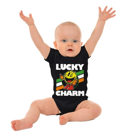 

PACMAN Saint Paddys Lucky Charm Romper Boys or Girls Infant Baby Brisco Brands 18M