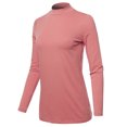 thumbnail image 2 of A2Y Women's Basic Solid Soft Cotton Long Sleeve Mock Neck Top Shirts Dusty Rose S, 2 of 5