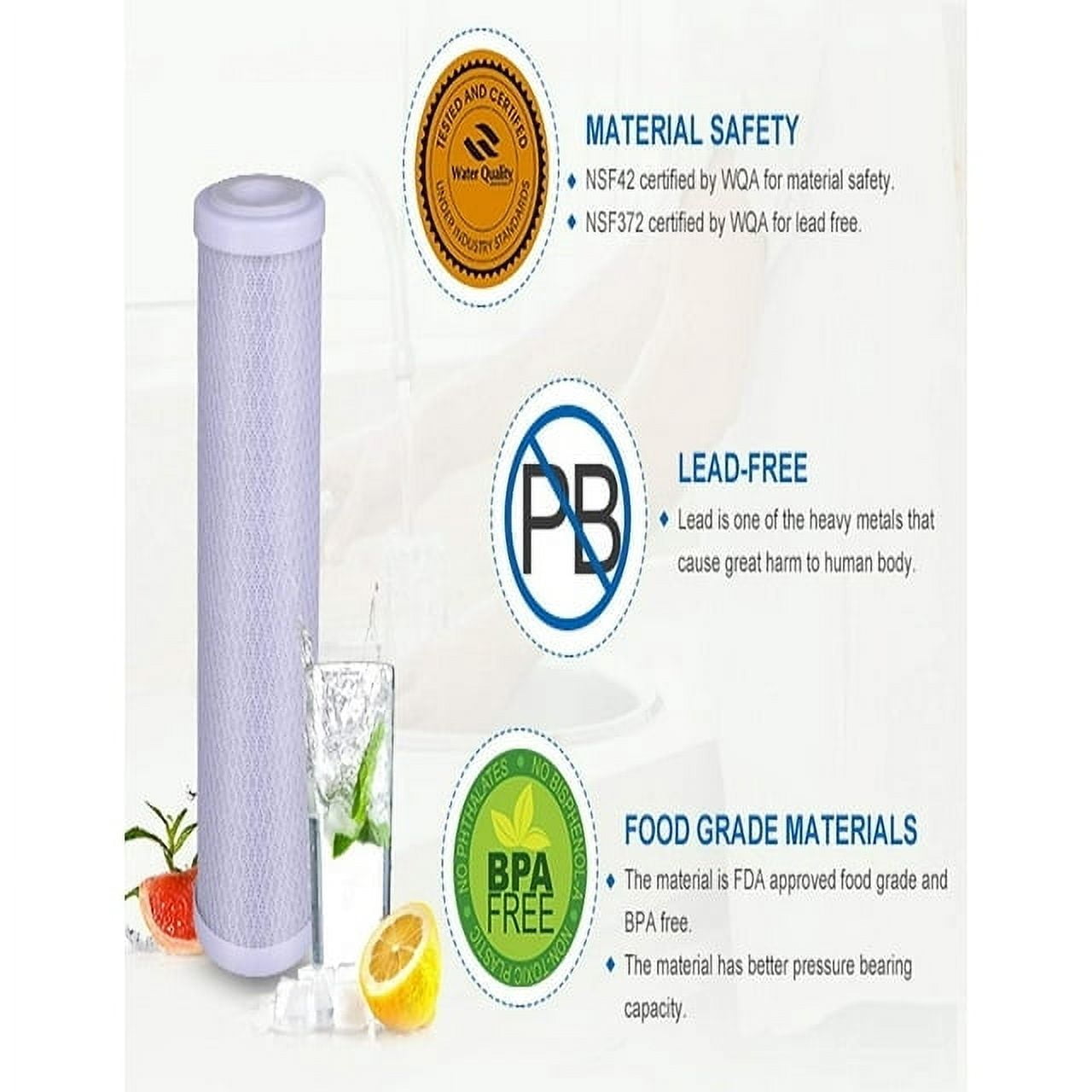 2-Pack Replacement for WaterPur CCI-10-CLW Granular Activated Carbon Filter Filtration System - Universal 10-inch Cartridge for WaterPur Clear Water Filter Housing