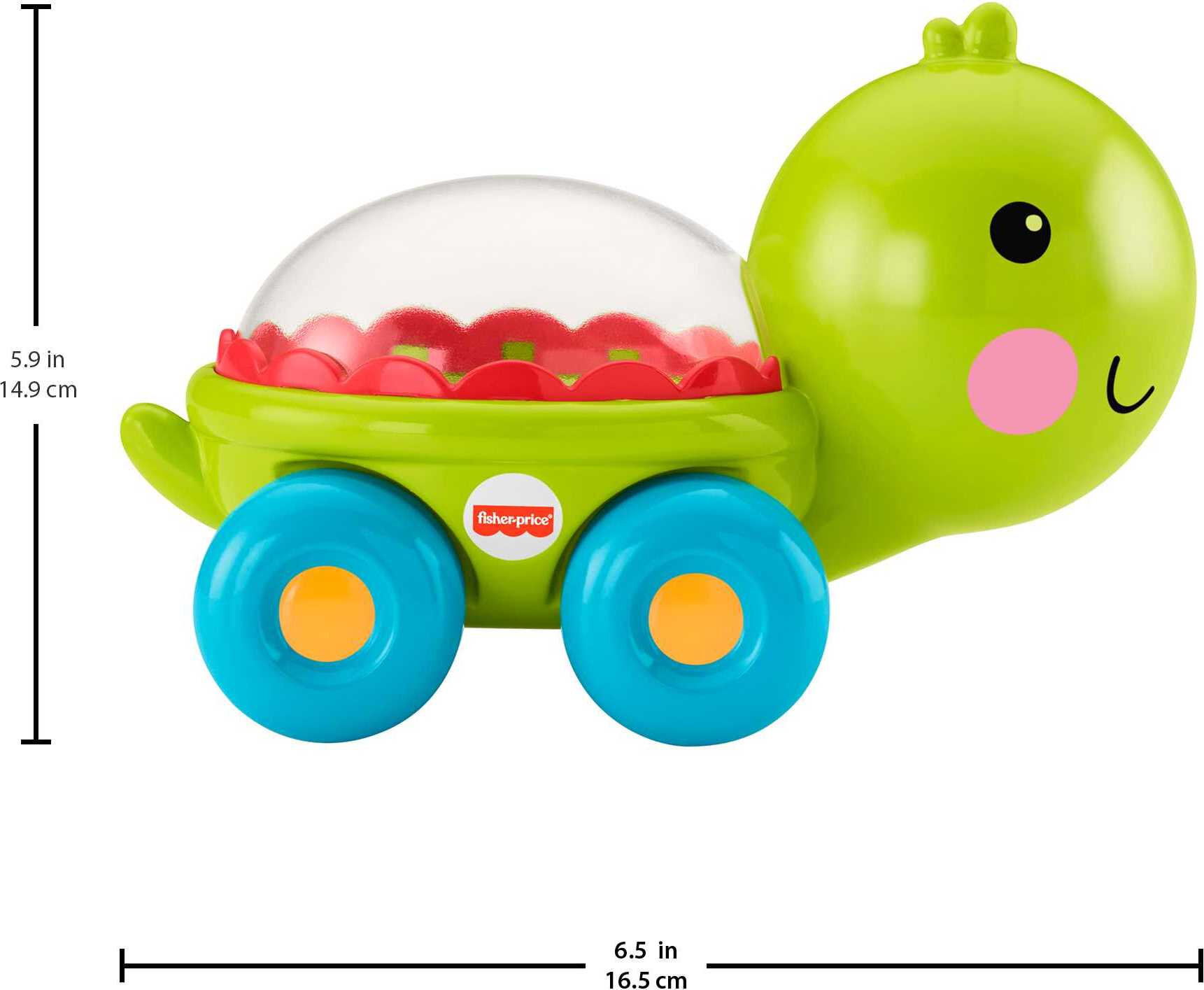 Fisher-Price Poppity Pop Turtle Push-Along Vehicle with Sounds for Infant Crawling Play - image 5 of 6