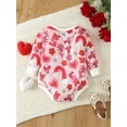 thumbnail image 3 of Bagilaanoe Newborn Baby Girl Valentine’s Day Romper Sweatshirt Long Sleeve Bodysuits Heart Floral Print Pullover 3M 6M 9M 12M Infant Casual Tee Tops, 3 of 9