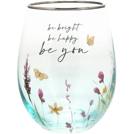 Pavilion - Be You 20-ounce Stemless Wine Glass, Iridescent Glassware For Gift, Friendship Wine Glass, Sisters Gifts From Sisters, Best Mom Ever, 1 Count, Multicolor