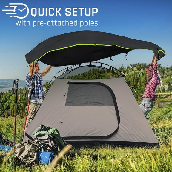 4-Person Dome Camping Tent with Rainfly, Waterproof Family Tent, Easy Clip Setup, Mesh Windows, 20% Extra Headroom, Portable Backpacking Tent for Camping & Hiking