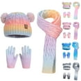 thumbnail image 6 of 3PCS Hat Scarf Gloves Set - Winter Fleece-Lined Ear Flap Warm Knit Cap, Colorful, 6 of 6